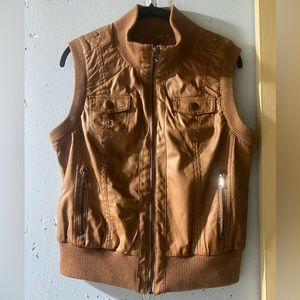 Full Zip Faux Leather Vest